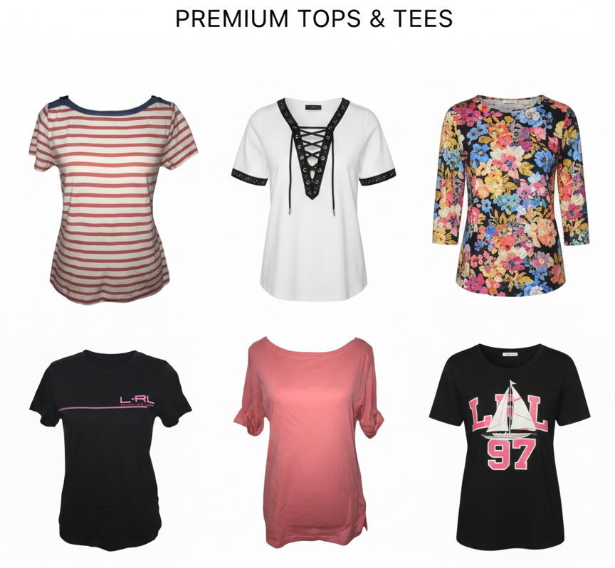 10 kg Second-Hand Damen-T-Shirts – Markenmix Lauren Ralph Lauren