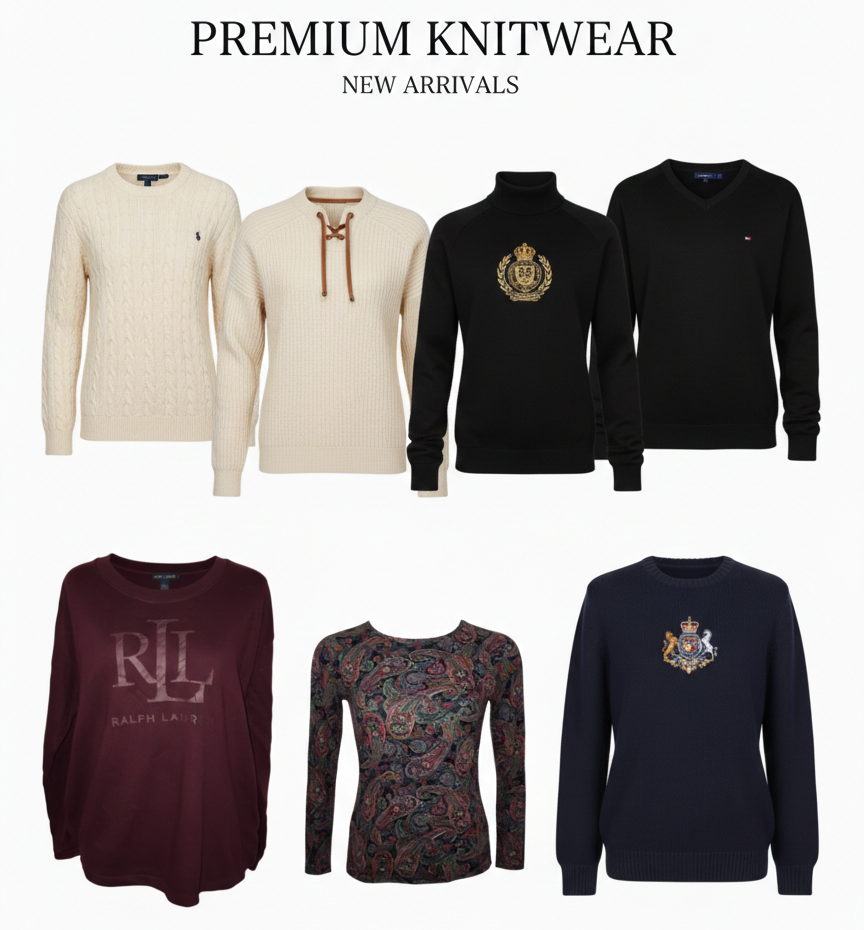 10 kg Second-Hand Damen-Pullover – Markenmix aus Lauren Ralph Lauren & Tommy Hilfiger