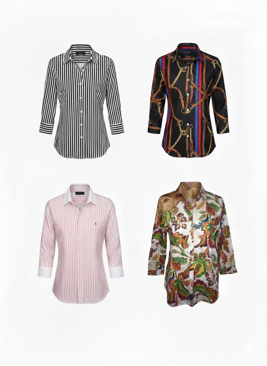 10 kg Second-Hand Damen- & Herren-Hemden – Markenmix Lauren Ralph Lauren, Grade A