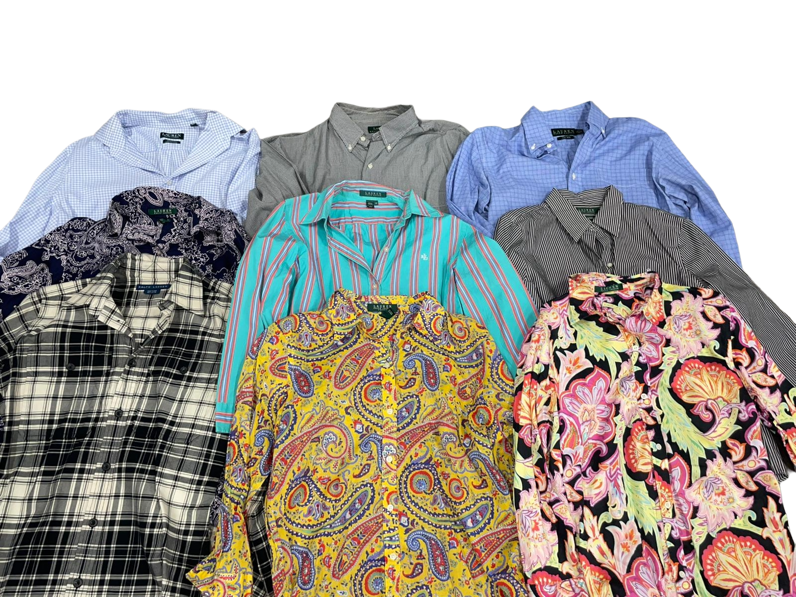 5KG LAUREN RALPH LAUREN DAMEN HERREN HEMDEN GRADE A im Angebot, bunte Designs und hochwertige Stoffe, Bulk 5kg.