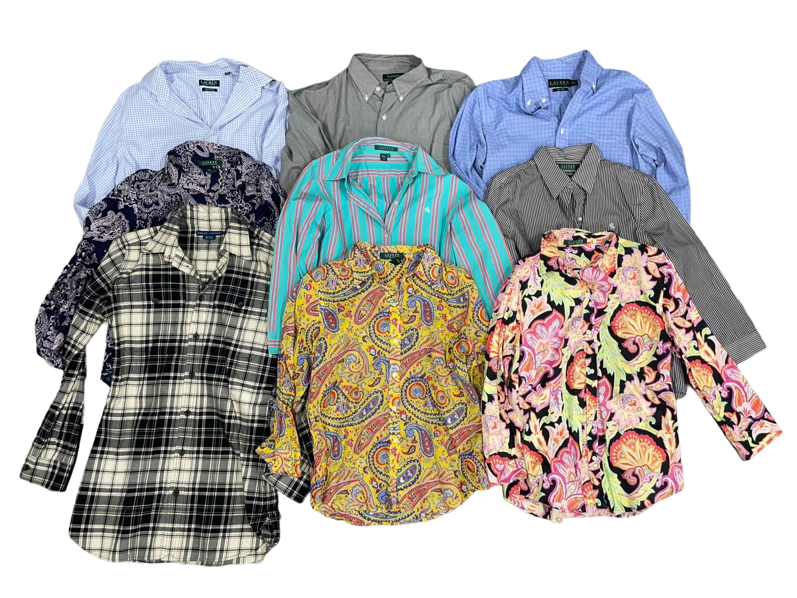 Lauren Ralph Lauren T-Shirt Bulk 5kg - 9 hochwertige Hemden in verschiedenen Mustern und Farben